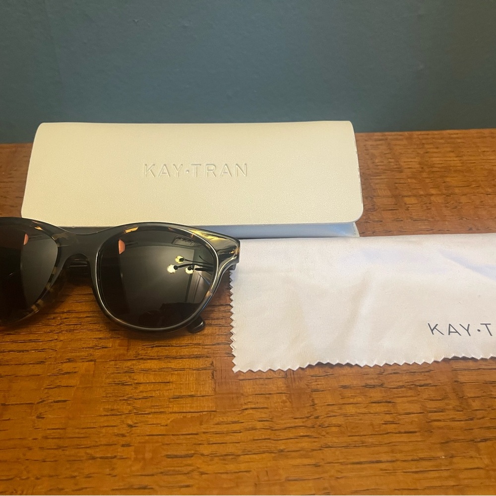 Kay Tran Aiden Indigo Tortoise Sunglasses with Case